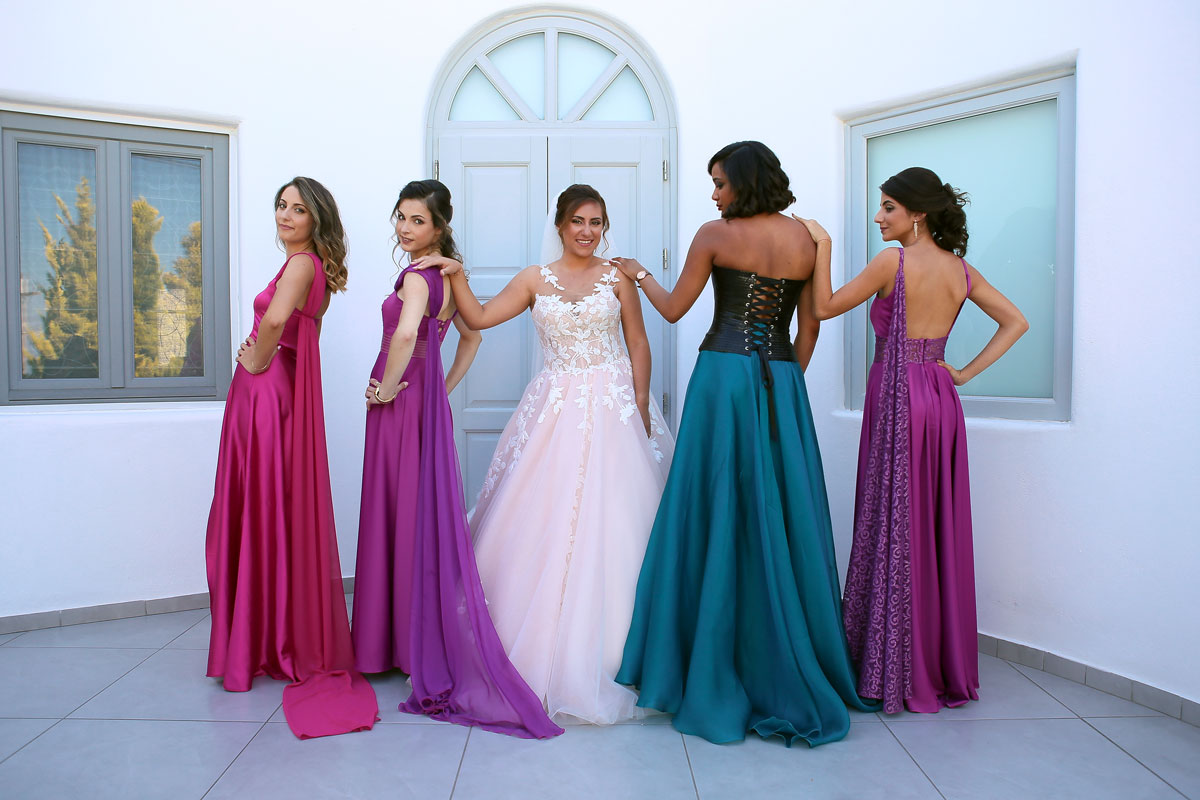 bridemates in santorini wedding