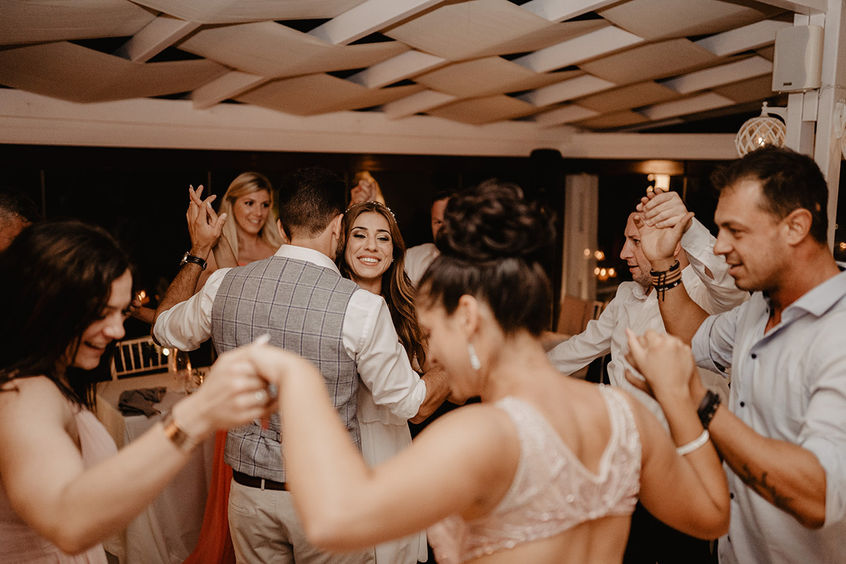 dancing during wedding party oia