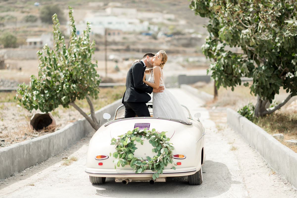 santorini wedding car